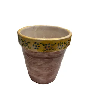 Vasetto con bordo a fiori azzurri