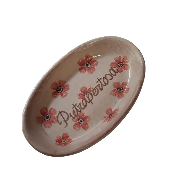 Porta-saponetta ovale con fiori rosa