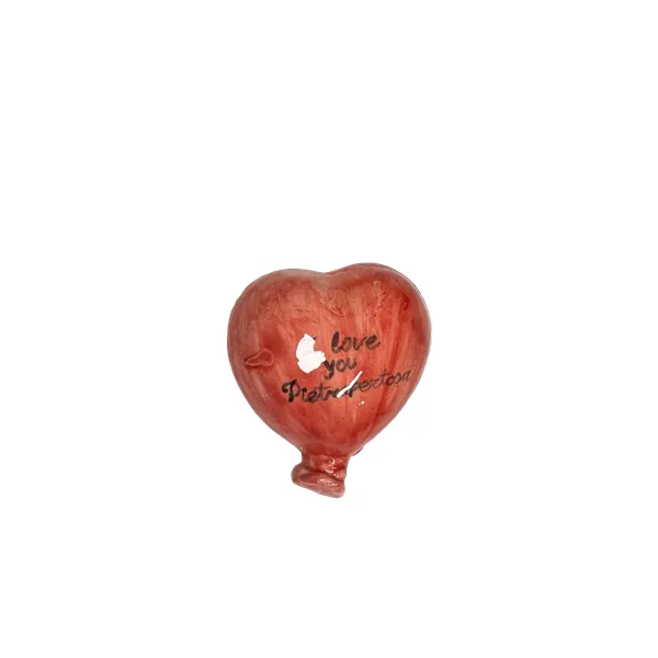 Magnete a forma di cuore decorato rosso e scritta love