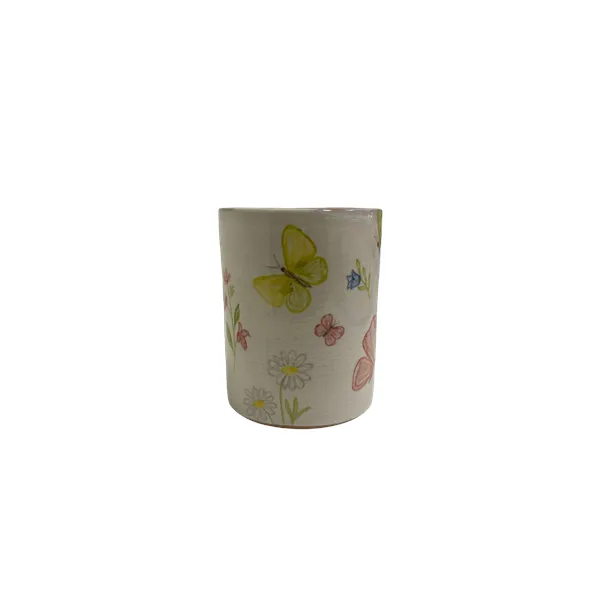 Tazza in ceramica con farfalle e fiori primaverili