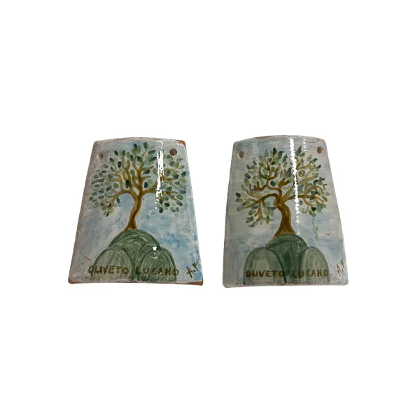 Tegola in ceramica "Oliveto Lucano" con ulivo secolare